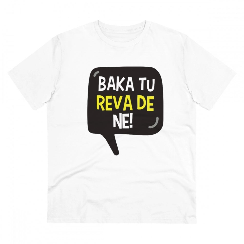 Generisches T-Shirt aus PC-Baumwolle mit Aufdruck „Baka Tu Reva De“ für Herren (Farbe: Weiß, Fadendichte: 180 g/m²)