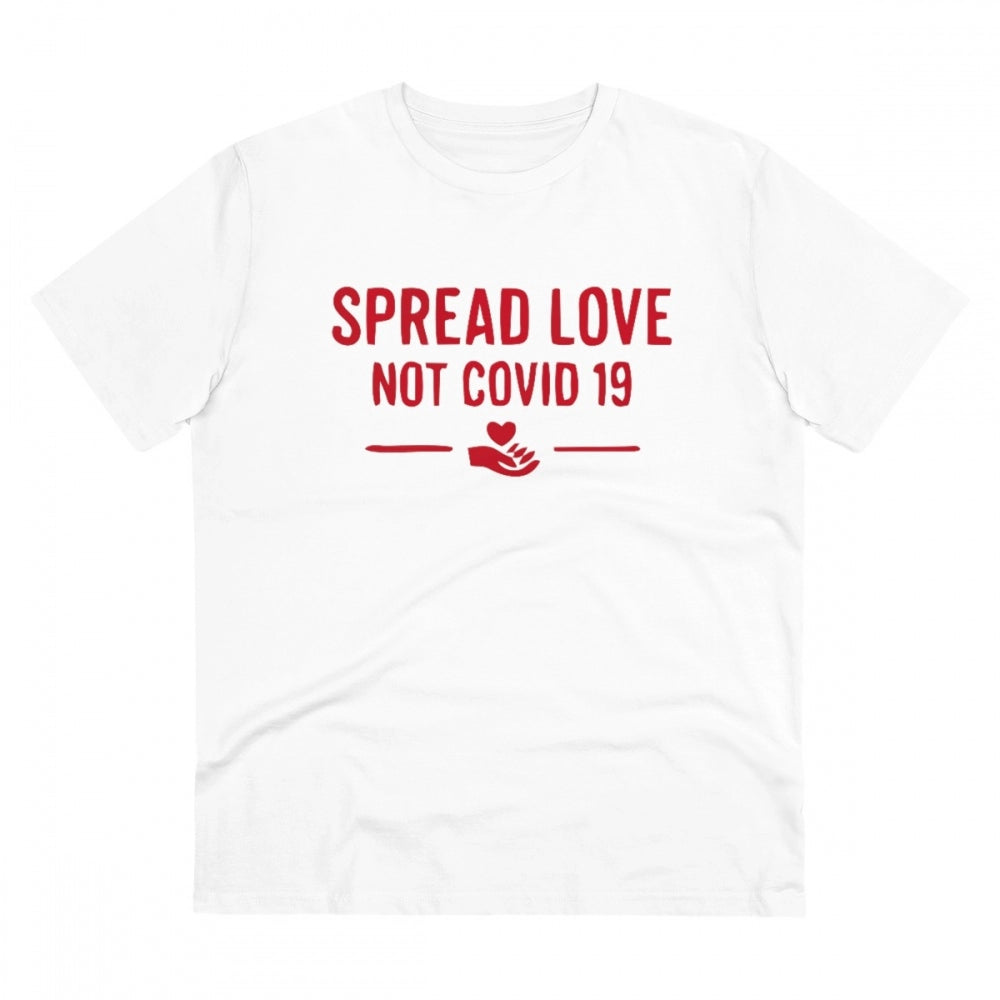 Generisches T-Shirt aus PC-Baumwolle mit Aufdruck „Spread Love Not Covid 19“ für Herren (Farbe: Weiß, Fadendichte: 180 g/m²)