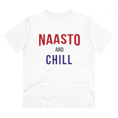 Generisches T-Shirt aus PC-Baumwolle mit Aufdruck „Nasto And Chill“ für Herren (Farbe: Weiß, Fadendichte: 180 g/m²)