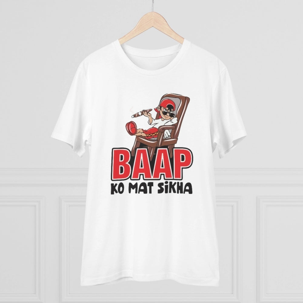 Generisches T-Shirt aus PC-Baumwolle mit Aufdruck „Baap Ko Mat Sikha“ für Herren (Farbe: Weiß, Fadendichte: 180 g/m²)