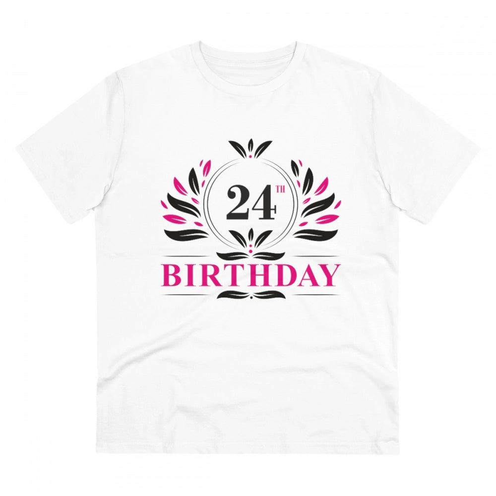 Generisches T-Shirt aus PC-Baumwolle für Herren mit Aufdruck „24. Geburtstag“ (Farbe: Weiß, Fadendichte: 180 g/m²)