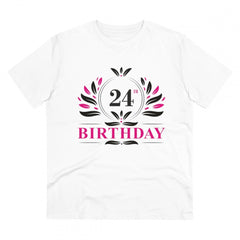 Generisches T-Shirt aus PC-Baumwolle für Herren mit Aufdruck „24. Geburtstag“ (Farbe: Weiß, Fadendichte: 180 g/m²)