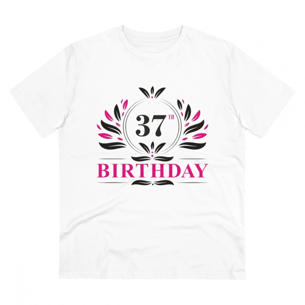 Generisches T-Shirt aus PC-Baumwolle für Herren mit Aufdruck „37. Geburtstag“ (Farbe: Weiß, Fadendichte: 180 g/m²)