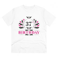 Generisches T-Shirt aus PC-Baumwolle für Herren mit Aufdruck „37. Geburtstag“ (Farbe: Weiß, Fadendichte: 180 g/m²)