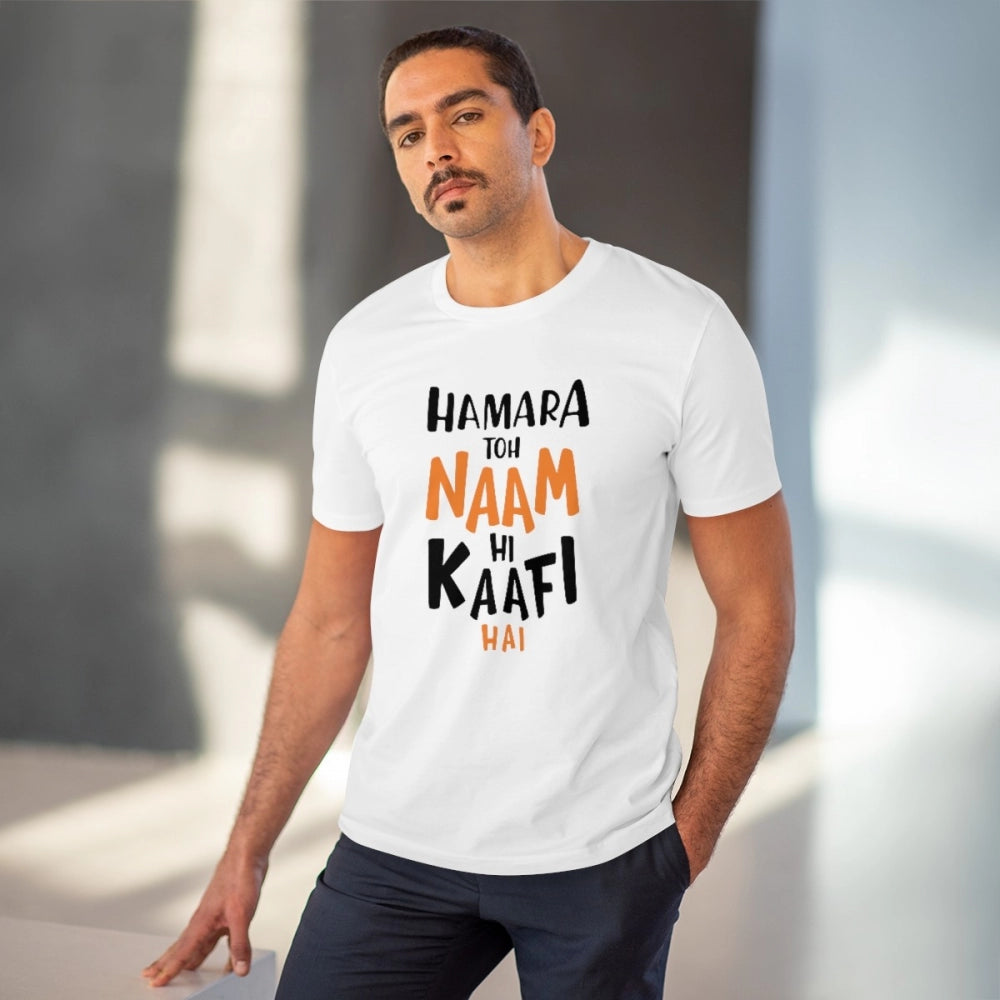 Generisches T-Shirt aus PC-Baumwolle „Hamara To Name Hi Kaafi Hai“ für Herren mit Aufdruck (Farbe: Weiß, Fadendichte: 180 g/m²)