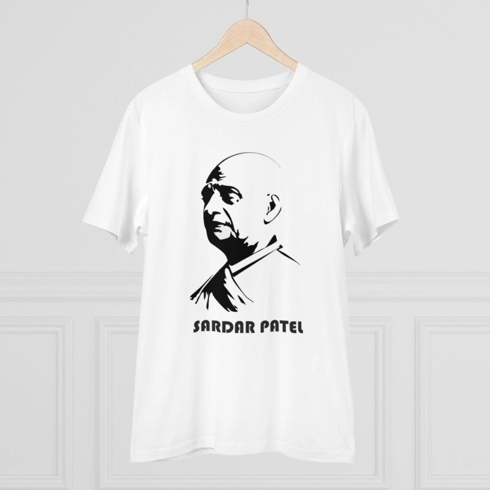 Generisches T-Shirt aus PC-Baumwolle mit Sardar-Patel-Aufdruck für Herren (Farbe: Weiß, Fadendichte: 180 g/m²)