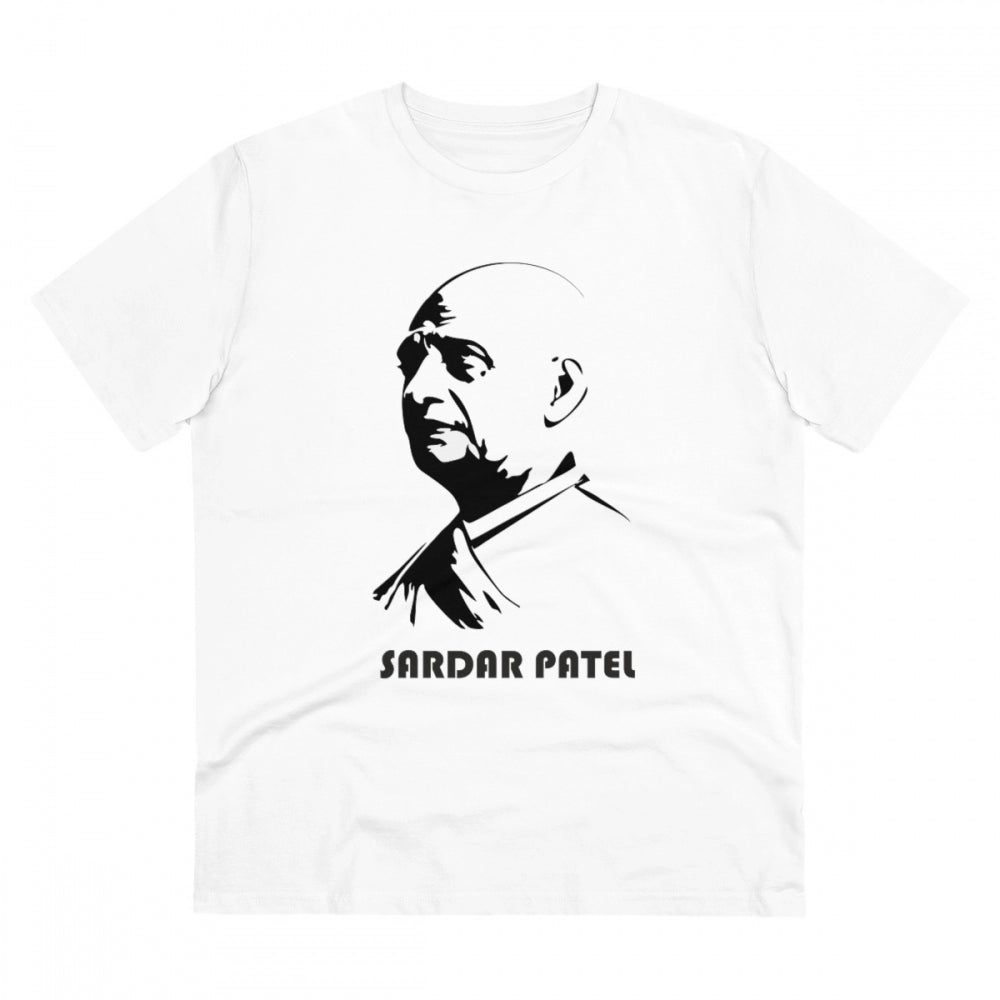 Generic Men's PC Cotton Sardar Patel Printed T Shirt (Color: White, Thread Count: 180GSM)