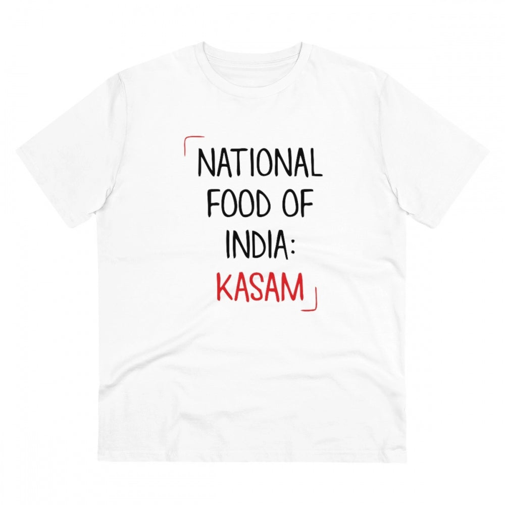 Generisches T-Shirt aus PC-Baumwolle mit Aufdruck „India Kasam“ für Herren (Farbe: Weiß, Fadendichte: 180 g/m²)