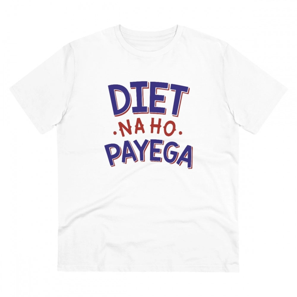 Generisches T-Shirt aus PC-Baumwolle „Diet Na Ho Payega“ für Herren mit Aufdruck (Farbe: Weiß, Fadendichte: 180 g/m²)