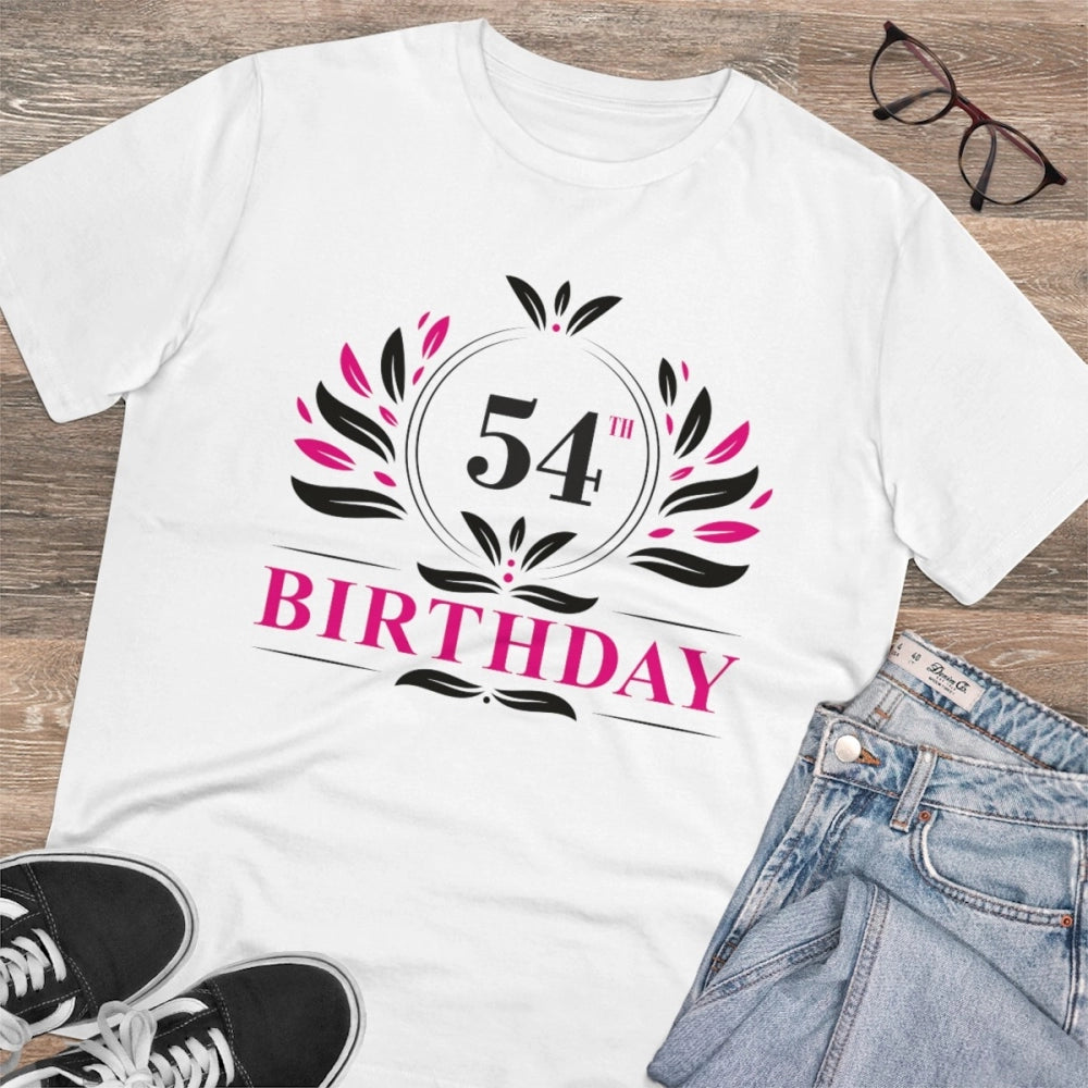 Generisches T-Shirt aus PC-Baumwolle für Herren mit Aufdruck „54. Geburtstag“ (Farbe: Weiß, Fadendichte: 180 g/m²)