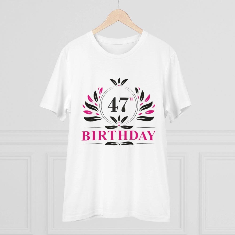 Generisches T-Shirt aus PC-Baumwolle für Herren mit Aufdruck „47. Geburtstag“ (Farbe: Weiß, Fadendichte: 180 g/m²)