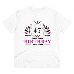 Generisches T-Shirt aus PC-Baumwolle für Herren mit Aufdruck „47. Geburtstag“ (Farbe: Weiß, Fadendichte: 180 g/m²)