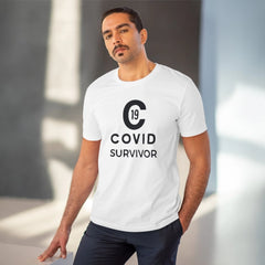 Generic Men's PC Cotton Covid 19 Survivor Printed T Shirt (Color: White, Thread Count: 180GSM)