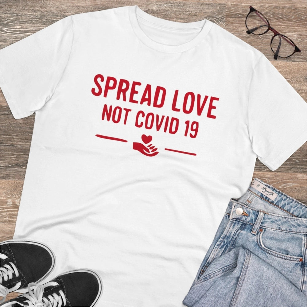 Generisches T-Shirt aus PC-Baumwolle mit Aufdruck „Spread Love Not Covid 19“ für Herren (Farbe: Weiß, Fadendichte: 180 g/m²)