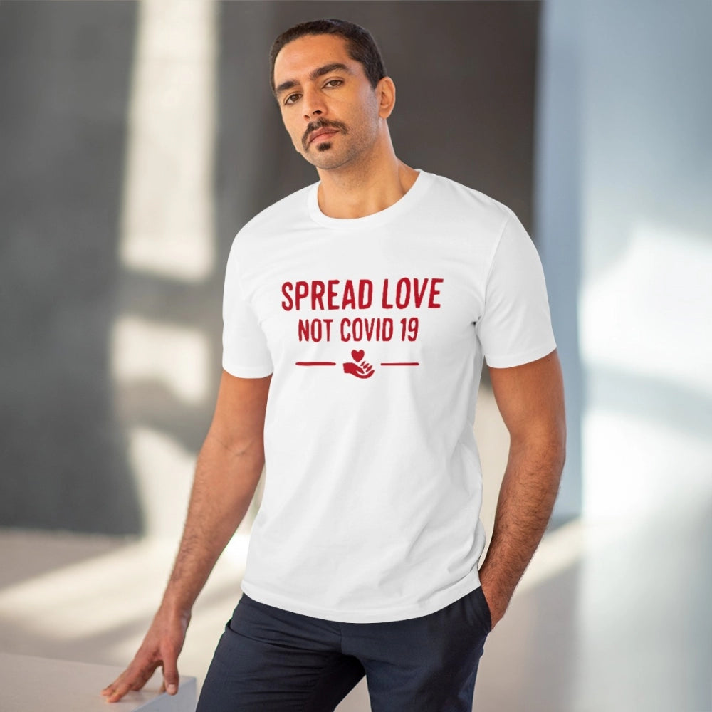 Generisches T-Shirt aus PC-Baumwolle mit Aufdruck „Spread Love Not Covid 19“ für Herren (Farbe: Weiß, Fadendichte: 180 g/m²)