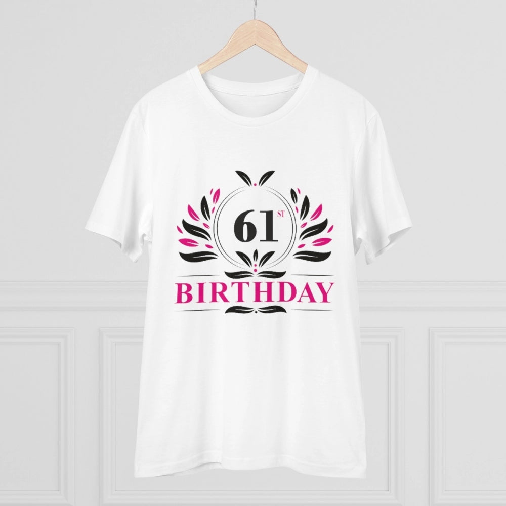 Generisches T-Shirt aus PC-Baumwolle für Herren mit Aufdruck „61. Geburtstag“ (Farbe: Weiß, Fadendichte: 180 g/m²)