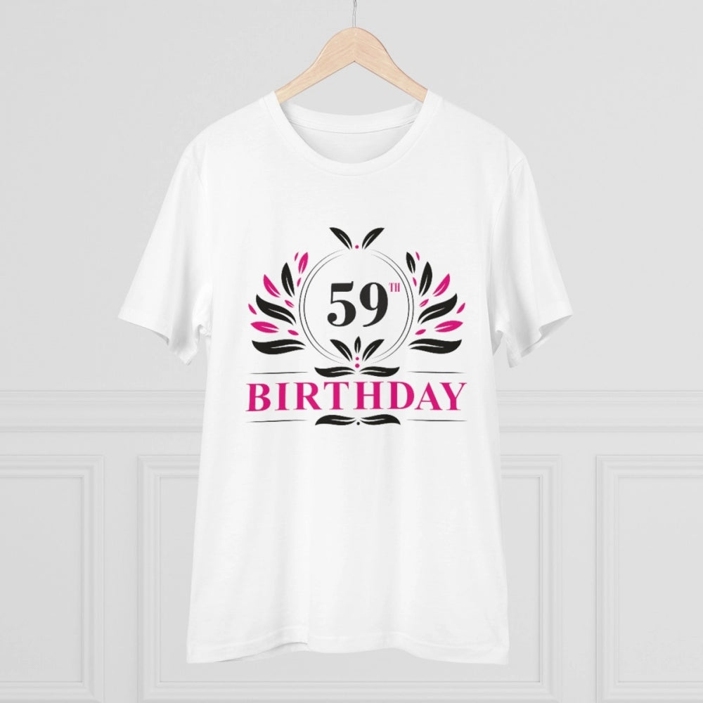 Generisches T-Shirt aus PC-Baumwolle für Herren mit Aufdruck „59. Geburtstag“ (Farbe: Weiß, Fadendichte: 180 g/m²)