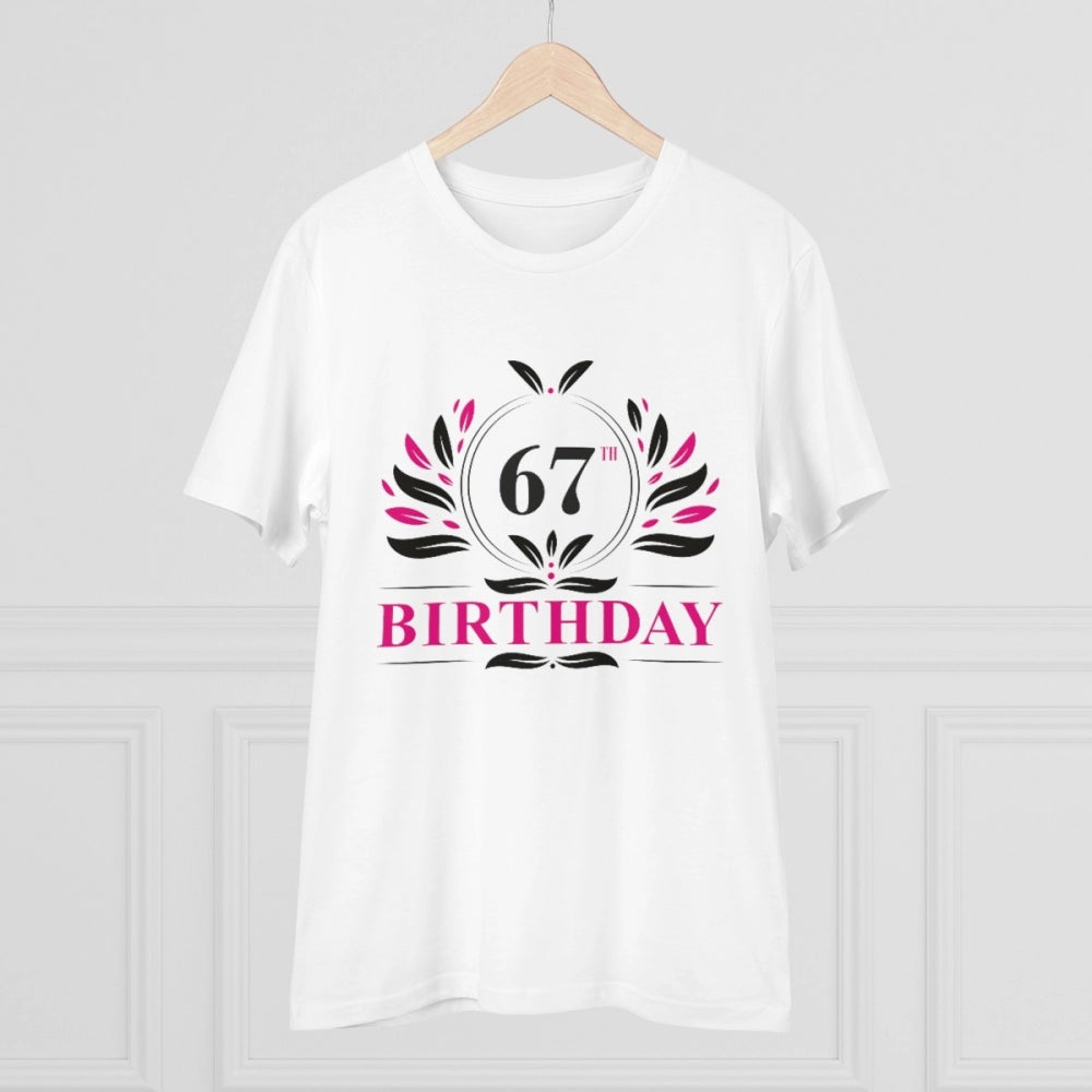 Generisches T-Shirt aus PC-Baumwolle für Herren mit Aufdruck „67. Geburtstag“ (Farbe: Weiß, Fadendichte: 180 g/m²)