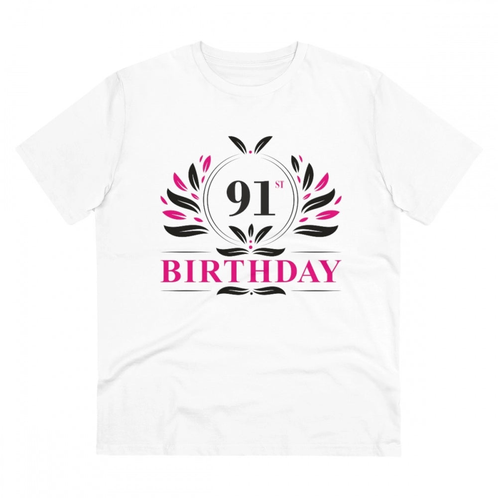 Generisches T-Shirt aus PC-Baumwolle für Herren mit Aufdruck „91. Geburtstag“ (Farbe: Weiß, Fadendichte: 180 g/m²)