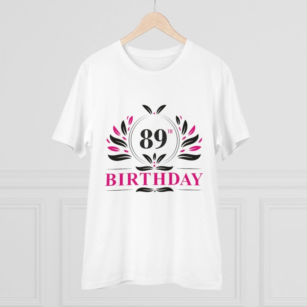 Generisches T-Shirt aus PC-Baumwolle für Herren mit Aufdruck „89. Geburtstag“ (Farbe: Weiß, Fadendichte: 180 g/m²)