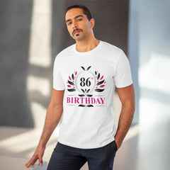 Generisches T-Shirt aus PC-Baumwolle für Herren mit Aufdruck „86. Geburtstag“ (Farbe: Weiß, Fadendichte: 180 g/m²)