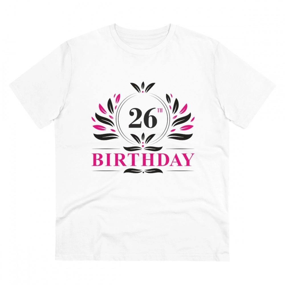 Generisches T-Shirt aus PC-Baumwolle für Herren mit Aufdruck „26. Geburtstag“ (Farbe: Weiß, Fadendichte: 180 g/m²)