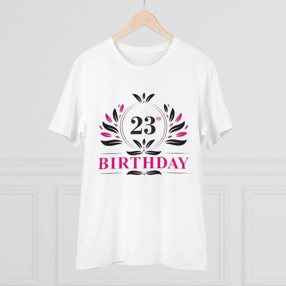 Generisches T-Shirt aus PC-Baumwolle für Herren mit Aufdruck „23. Geburtstag“ (Farbe: Weiß, Fadendichte: 180 g/m²)