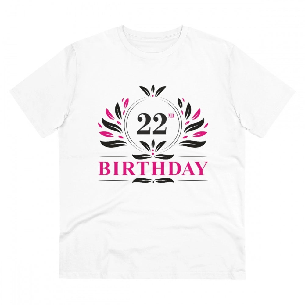 Generisches T-Shirt aus PC-Baumwolle für Herren mit Aufdruck „22. Geburtstag“ (Farbe: Weiß, Fadendichte: 180 g/m²)