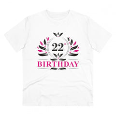 Generisches T-Shirt aus PC-Baumwolle für Herren mit Aufdruck „22. Geburtstag“ (Farbe: Weiß, Fadendichte: 180 g/m²)