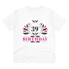 Generisches T-Shirt aus PC-Baumwolle für Herren mit Aufdruck „39. Geburtstag“ (Farbe: Weiß, Fadendichte: 180 g/m²)