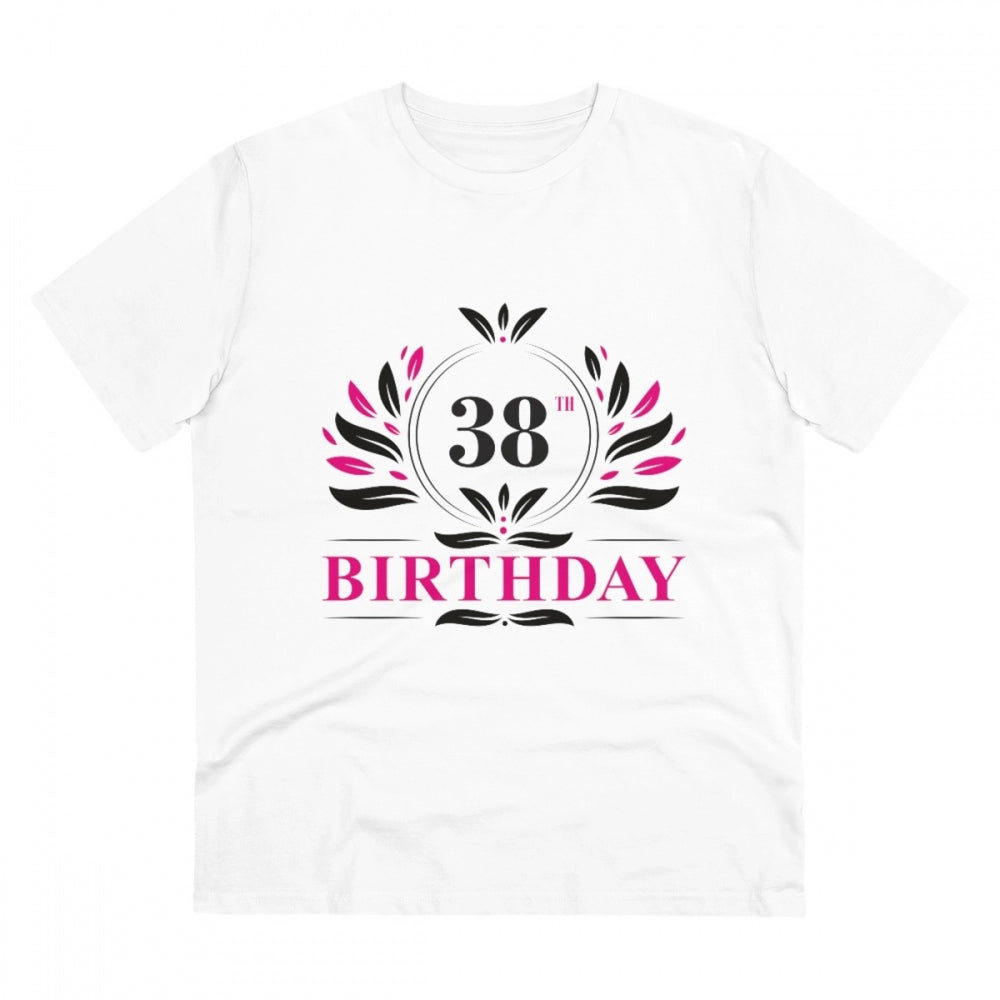 Generisches T-Shirt aus PC-Baumwolle für Herren mit Aufdruck „38. Geburtstag“ (Farbe: Weiß, Fadendichte: 180 g/m²)