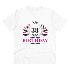 Generisches T-Shirt aus PC-Baumwolle für Herren mit Aufdruck „38. Geburtstag“ (Farbe: Weiß, Fadendichte: 180 g/m²)