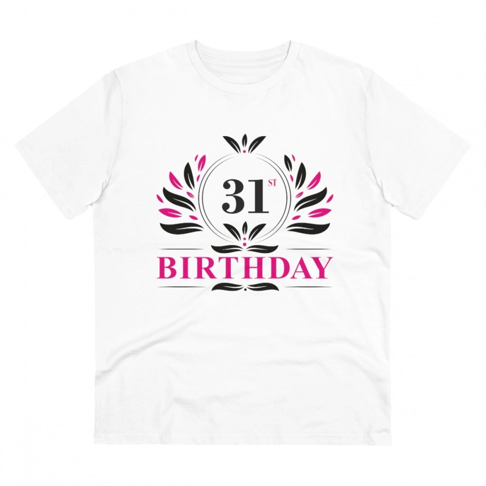 Generisches T-Shirt aus PC-Baumwolle für Herren mit Aufdruck „31. Geburtstag“ (Farbe: Weiß, Fadendichte: 180 g/m²)