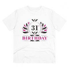 Generisches T-Shirt aus PC-Baumwolle für Herren mit Aufdruck „31. Geburtstag“ (Farbe: Weiß, Fadendichte: 180 g/m²)