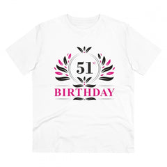 Generisches T-Shirt aus PC-Baumwolle für Herren mit Aufdruck „51. Geburtstag“ (Farbe: Weiß, Fadendichte: 180 g/m²)