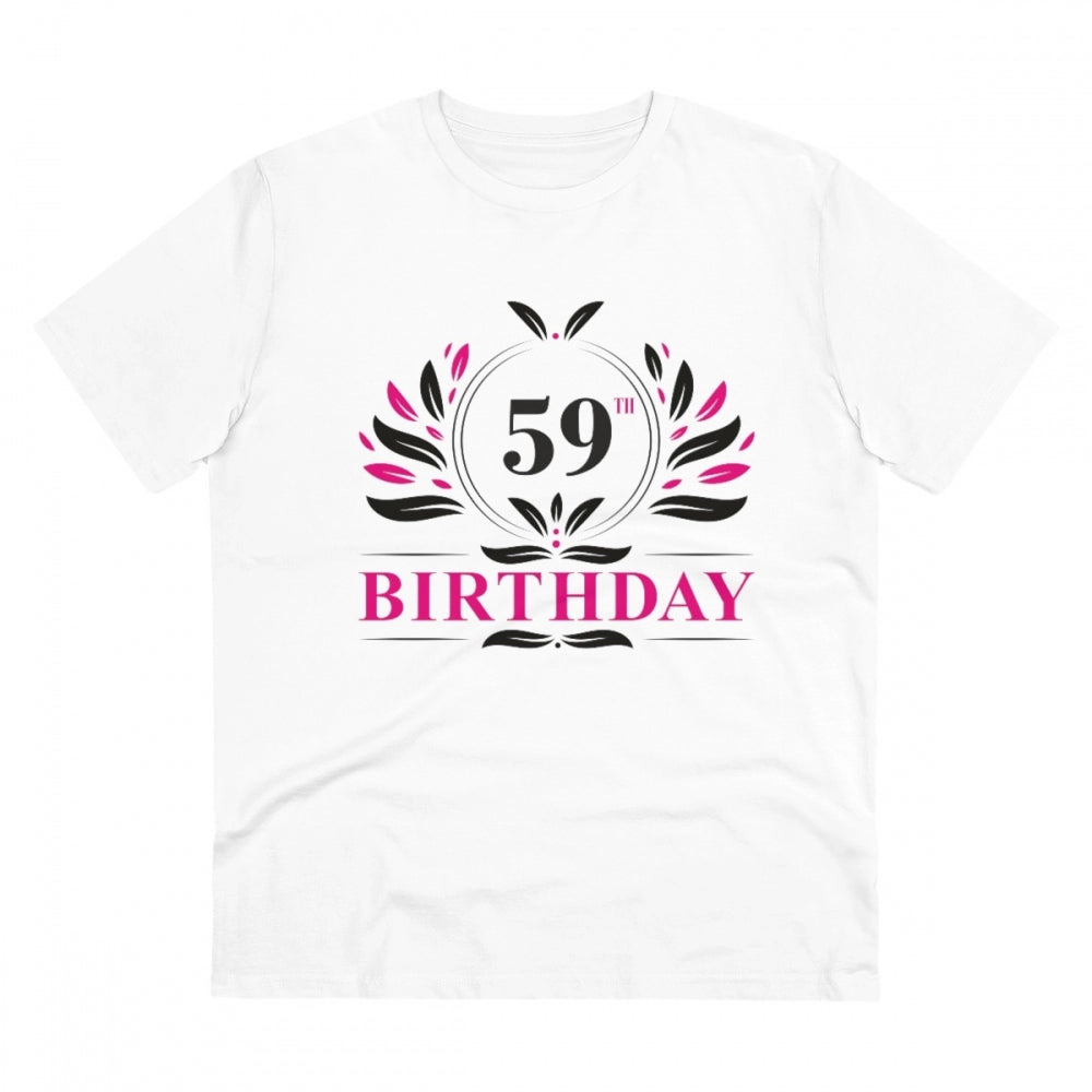 Generisches T-Shirt aus PC-Baumwolle für Herren mit Aufdruck „59. Geburtstag“ (Farbe: Weiß, Fadendichte: 180 g/m²)