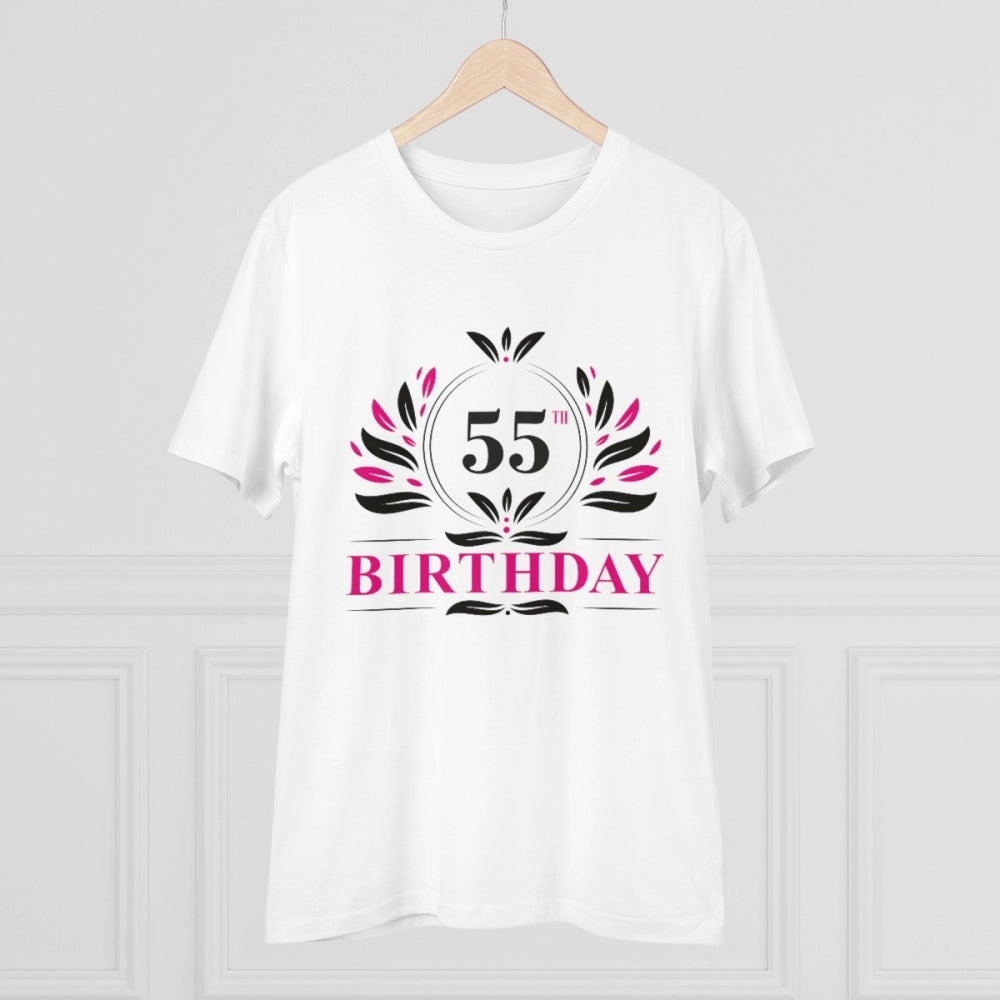 Generic Men's PC Cotton 55th Birthday Printed T Shirt (Color: White, Thread Count: 180GSM)