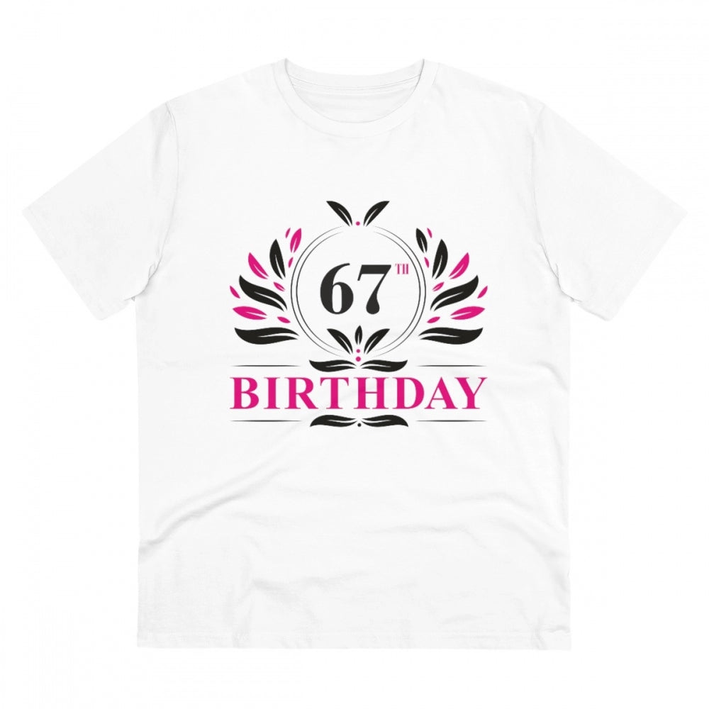 Generisches T-Shirt aus PC-Baumwolle für Herren mit Aufdruck „67. Geburtstag“ (Farbe: Weiß, Fadendichte: 180 g/m²)