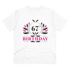 Generisches T-Shirt aus PC-Baumwolle für Herren mit Aufdruck „67. Geburtstag“ (Farbe: Weiß, Fadendichte: 180 g/m²)