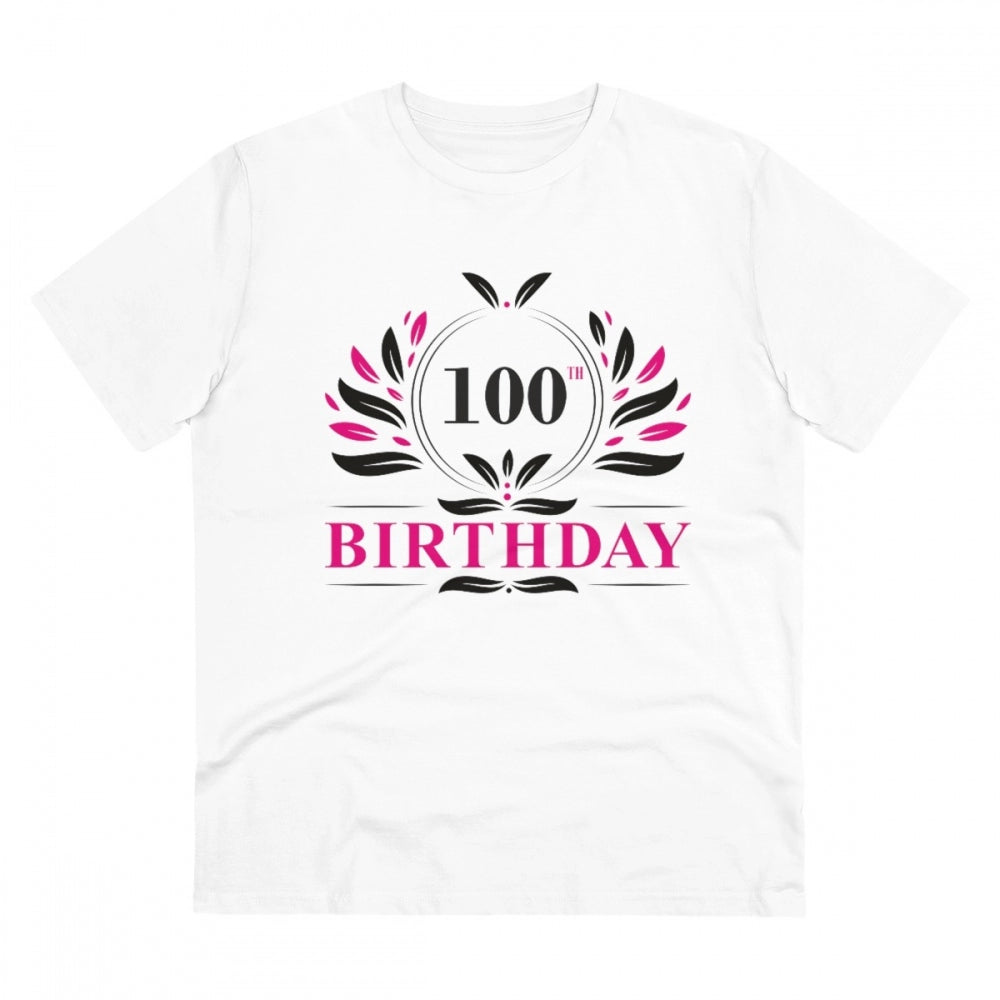 Generisches T-Shirt aus PC-Baumwolle für Herren mit Aufdruck zum 100. Geburtstag (Farbe: Weiß, Fadendichte: 180 g/m²)