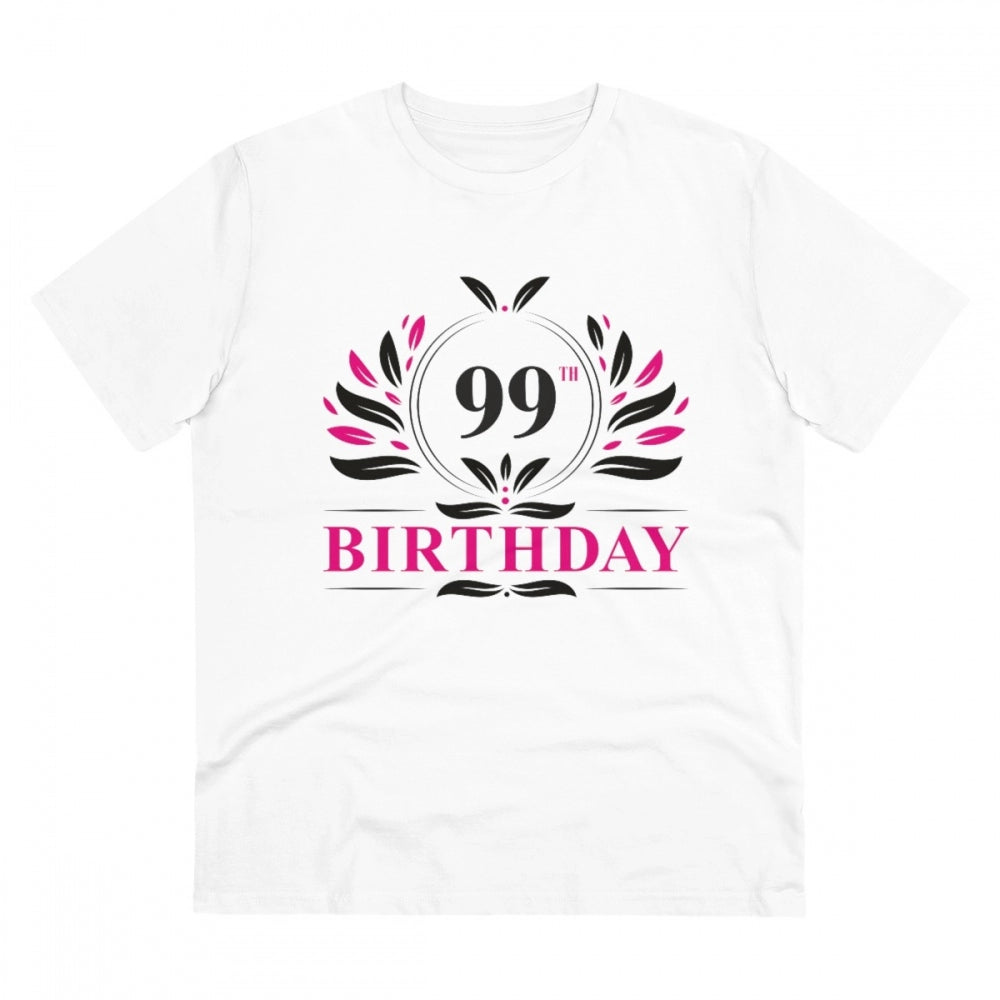 Generisches T-Shirt aus PC-Baumwolle für Herren mit Aufdruck „99. Geburtstag“ (Farbe: Weiß, Fadendichte: 180 g/m²)