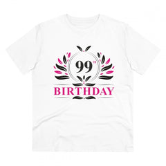 Generisches T-Shirt aus PC-Baumwolle für Herren mit Aufdruck „99. Geburtstag“ (Farbe: Weiß, Fadendichte: 180 g/m²)