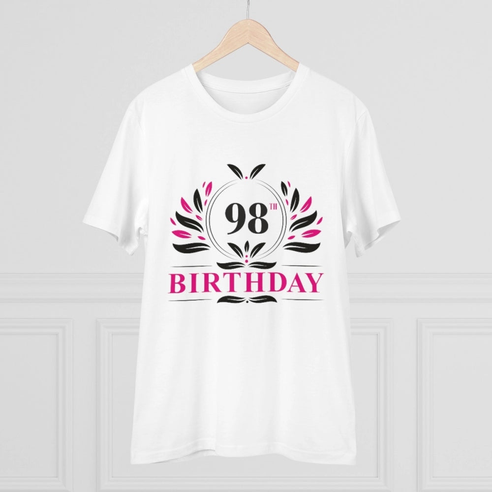 Generic Men's PC Cotton 98th Birthday Printed T Shirt (Color: White, Thread Count: 180GSM)