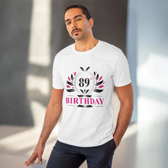 Generisches T-Shirt aus PC-Baumwolle für Herren mit Aufdruck „89. Geburtstag“ (Farbe: Weiß, Fadendichte: 180 g/m²)