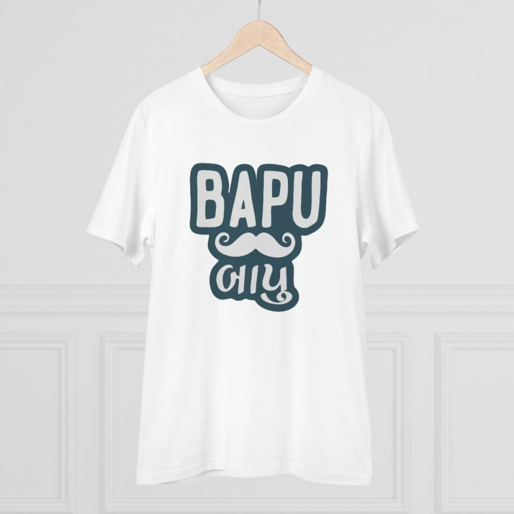 Generisches T-Shirt aus PC-Baumwolle mit Baapu-Aufdruck für Herren (Farbe: Weiß, Fadendichte: 180 g/m²)