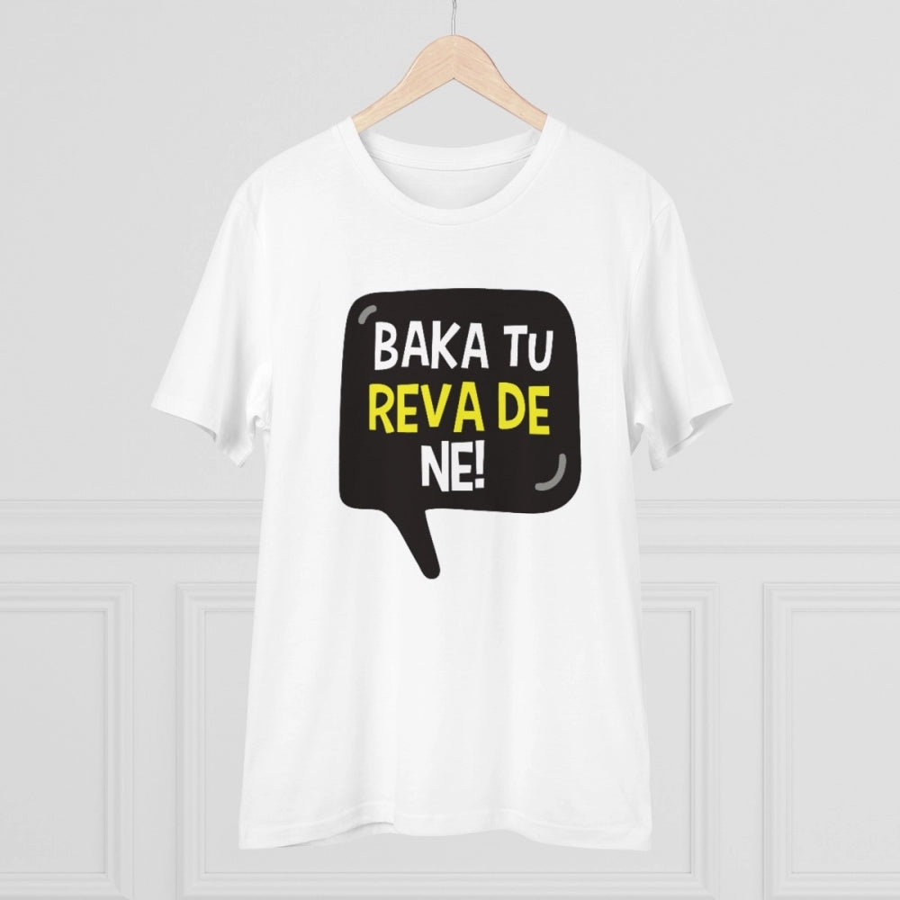 Generisches T-Shirt aus PC-Baumwolle mit Aufdruck „Baka Tu Reva De“ für Herren (Farbe: Weiß, Fadendichte: 180 g/m²)