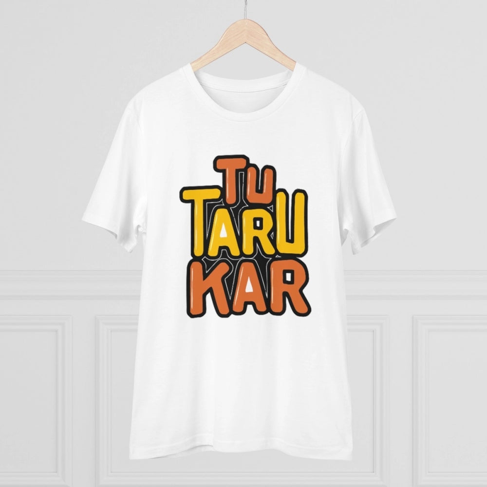 Generisches T-Shirt „Tu Taru Kar“ aus PC-Baumwolle für Herren mit Aufdruck (Farbe: Weiß, Fadendichte: 180 g/m²)