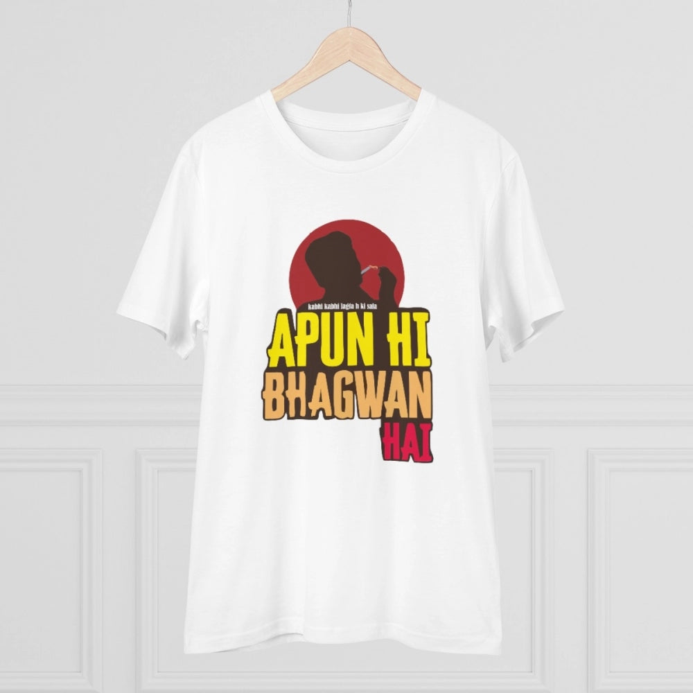 Generisches T-Shirt aus PC-Baumwolle mit Aufdruck „Apun Hi Bhagvan Hai“ für Herren (Farbe: Weiß, Fadendichte: 180 g/m²)