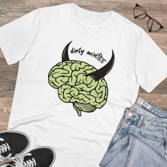 Generisches T-Shirt aus PC-Baumwolle mit Aufdruck „Dirty Minddid“ für Herren (Farbe: Weiß, Fadendichte: 180 g/m²)