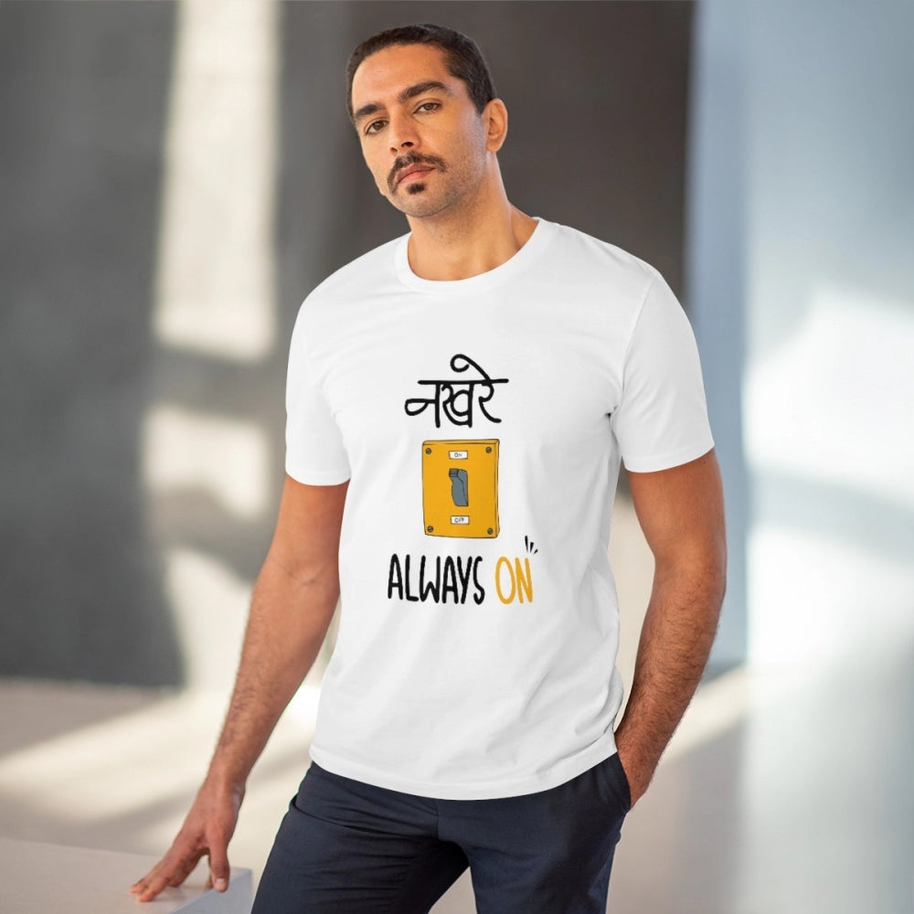 Generisches T-Shirt „Always On“ aus PC-Baumwolle für Herren mit Aufdruck (Farbe: Weiß, Fadendichte: 180 g/m²)